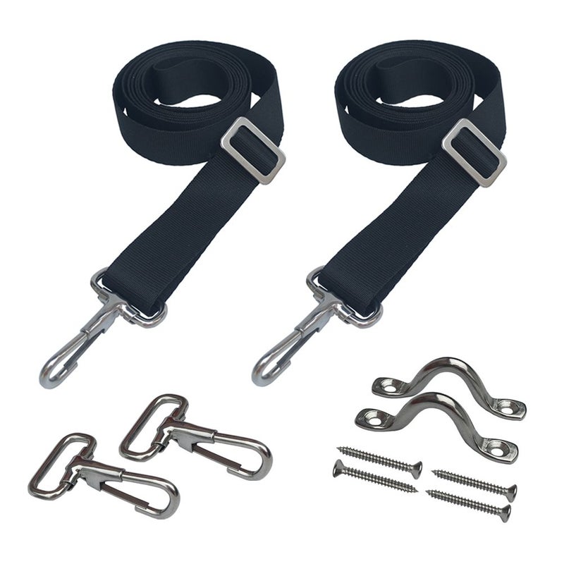 Vtete 2 PCS Adjustable Bimini Boat Top Straps with Loops + Snap Hooks + Eye Straps - 28"~60" Stainless Steel Boat Awning Hardware - Image 1